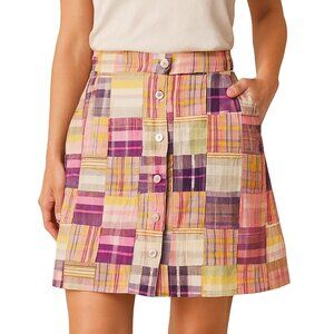 Brooks Brothers Madras Plaid Skirt Preppy A Line Cotton Pink Size 10